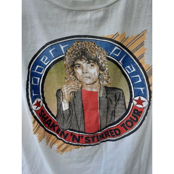 Robert Plant U.S. Tour 1985 Shaken N Stirred Sleevless T Shirt M White VTG - Picture 1 of 12